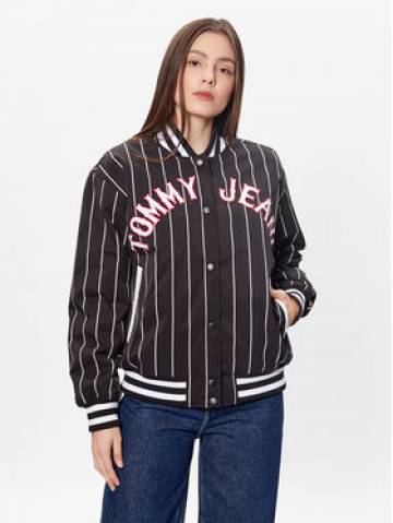 Tommy Jeans Куртка бомбер Pinstripe Letterman DW0DW15336 Чорний Relaxed Fit Tommy Jeans Куртка бомбер Pinstripe Letterman DW0DW15336 Чорний Relaxed Fit