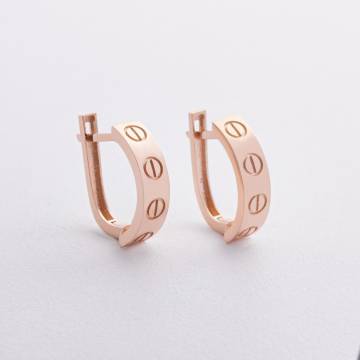 Серьги "Love" в красном золоте с09342 Серьги "Love" в красном золоте с09342