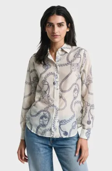 Женская белая рубашка с узором REG SAILING PRINT Белый 34 Gant 4300456