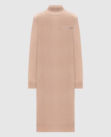Бежевое платье из шерсти, шелка и кашемира