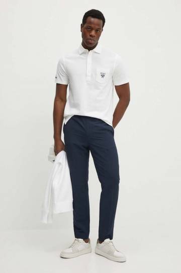 Хлопковое поло Polo Ralph Lauren цвет белый с аппликацией 710952180 Хлопковое поло Polo Ralph Lauren цвет белый с аппликацией 710952180