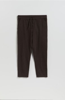 Reserved - Лляні штани джоггери - коричневий - 012IS-88X