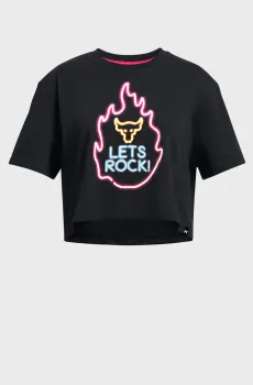 Детская черная футболка Pjt Rck Girls Campus Crop T Черный 7 Under Armour 1384074-001
