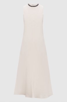 Платье цвета айвори с леном с цепочкой мониль