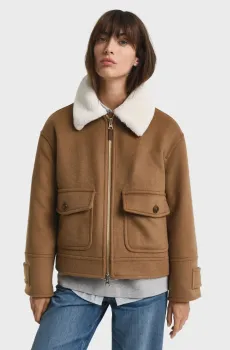 Женская бежевая шерстяная куртка FLIGHT Бежевый L Gant 4700397