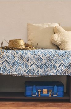 Покривало на ліжко з рослинним мотивом - блакитний