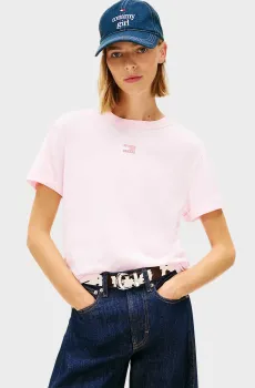 Женская пудровая футболка BXY BADGE Розовый S Tommy Jeans DW0DW22202