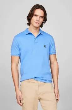 Мужское голубое поло IMD INTERLOCK REG Голубой S Tommy Hilfiger MW0MW34783