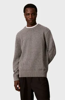 Мужской серый шерстяной джемпер STITCH Серый M Calvin Klein LV04LH310G