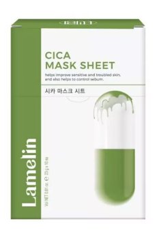 Успокаивающая тканевая маска для лица Lamelin Cica Mask Sheet с центелой, 10*23 г