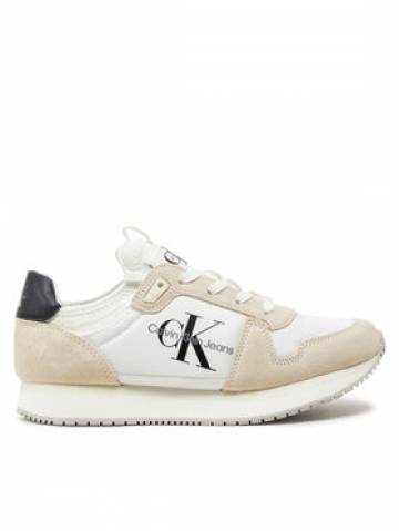 Calvin Klein Jeans Снікерcи Runner Sock Laceup Ny-Lth Wn YW0YW00840 Білий Calvin Klein Jeans Снікерcи Runner Sock Laceup Ny-Lth Wn YW0YW00840 Білий