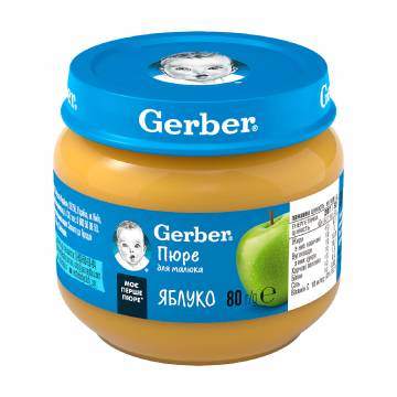 Детское фруктовое пюре Gerber Яблоко, с 6 месяцев, 80 г Детское фруктовое пюре Gerber Яблоко, с 6 месяцев, 80 г