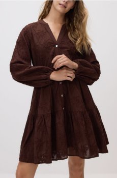 Reserved - Сукня з вишивкою - темно коричневий - 338HK-89X