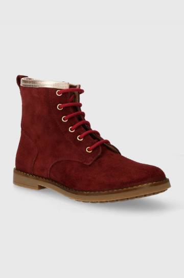 Детские замшевые ботинки Pom Dapi TRIP HI LACE цвет бордовый