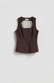 Reserved - Жилет з квадратним вирізом - темно коричневий - 472HV-89X