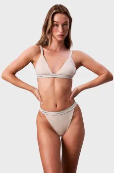 Женские бежевые трусики TANGA Бежевый L Calvin Klein LV00QF8370