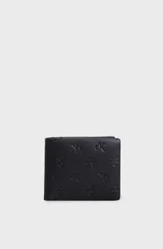 Мужской черный кожаный кошелек AOP EMBOSS BIFOLD Черный ONESIZE Calvin Klein K50K512588