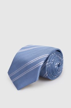 Голубой галстук из шелка в узор