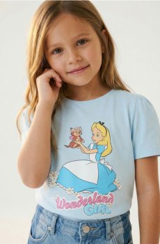 Бавовняна футболка з принтом Alice in Wonderland - блакитний