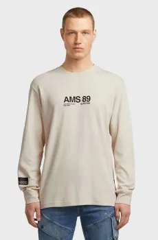 Мужской бежевый лонгслив Ams Бежевый XL G-Star RAW D26867,D976