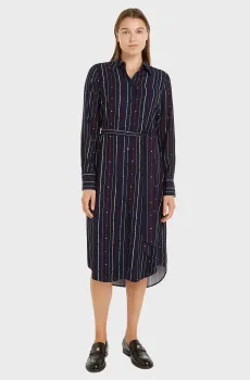 Женское темно-синее платье в полоску FOULARD KNEE SHIRTDRESS Синий XS Tommy Hilfiger WW0WW42302