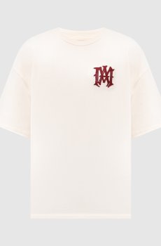 Бежевая футболка с нашивкой эмблемы