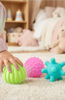 Сенсорні м’ячики – Набір з 3 штук - різнобарвний