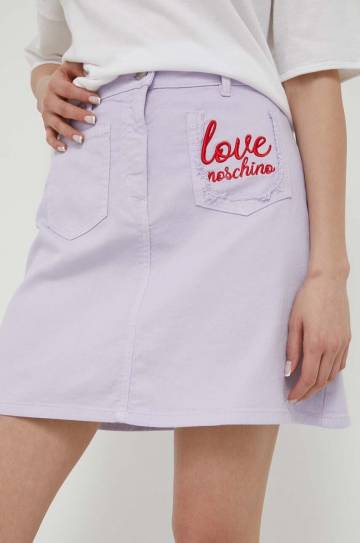 Джинсовая юбка Love Moschino цвет фиолетовый mini карандаш Джинсовая юбка Love Moschino цвет фиолетовый mini карандаш