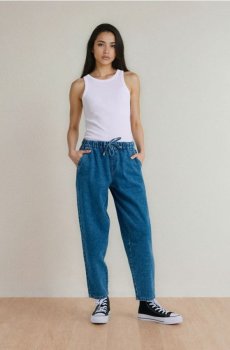 Джинси jogger balloon з еластичною талією - синій