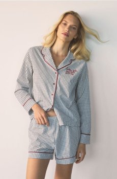 Reserved - Піжамний картатий комплект з двох предметів - темно-синій - 136EY-59X