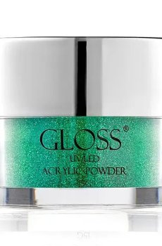Акриловая пудра для ногтей Gloss UV/LED Acrylic Powder 033 Изумрудный с микроблеском, 15 г