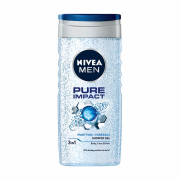 Гель для душа NIVEA MEN Pure Impact 3 в 1, мужской, 250 мл Гель для душа NIVEA MEN Pure Impact 3 в 1, мужской, 250 мл