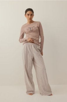 Reserved - Бавовняний піжамний комплект - кавовий - 039HQ-84X