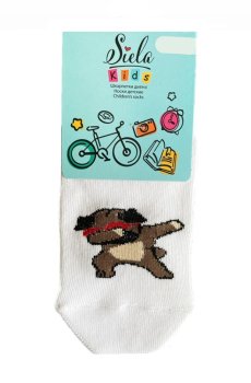 Детские носки Siela RT1313-112 Dab Собака, короткие, белые, размер 31-34