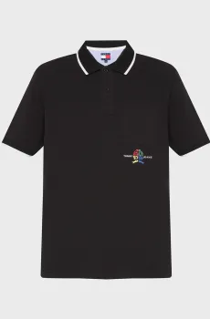 Мужское черное поло REG CREST Черный M Tommy Jeans DM0DM20921