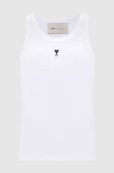 Белый топ в рубчике с вышивкой