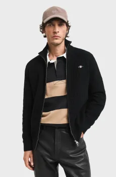 Мужской черный кардиган COTTON TEXTURED ZIP Черный M Gant 8030215